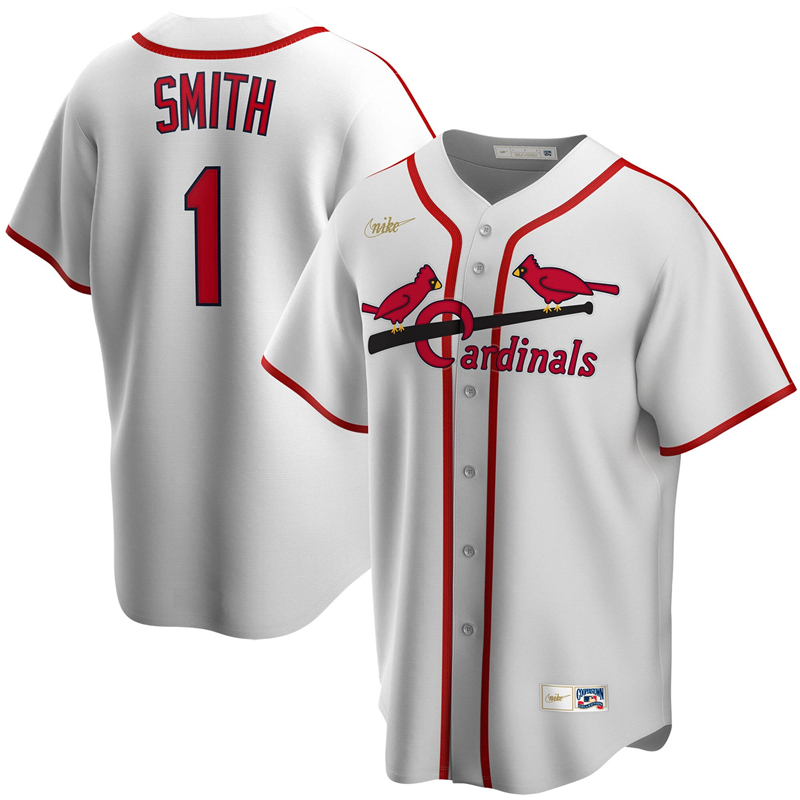 2020 MLB Men St. Louis Cardinals 1 Ozzie Smith Nike White Home Cooperstown Collection Player Jersey 1